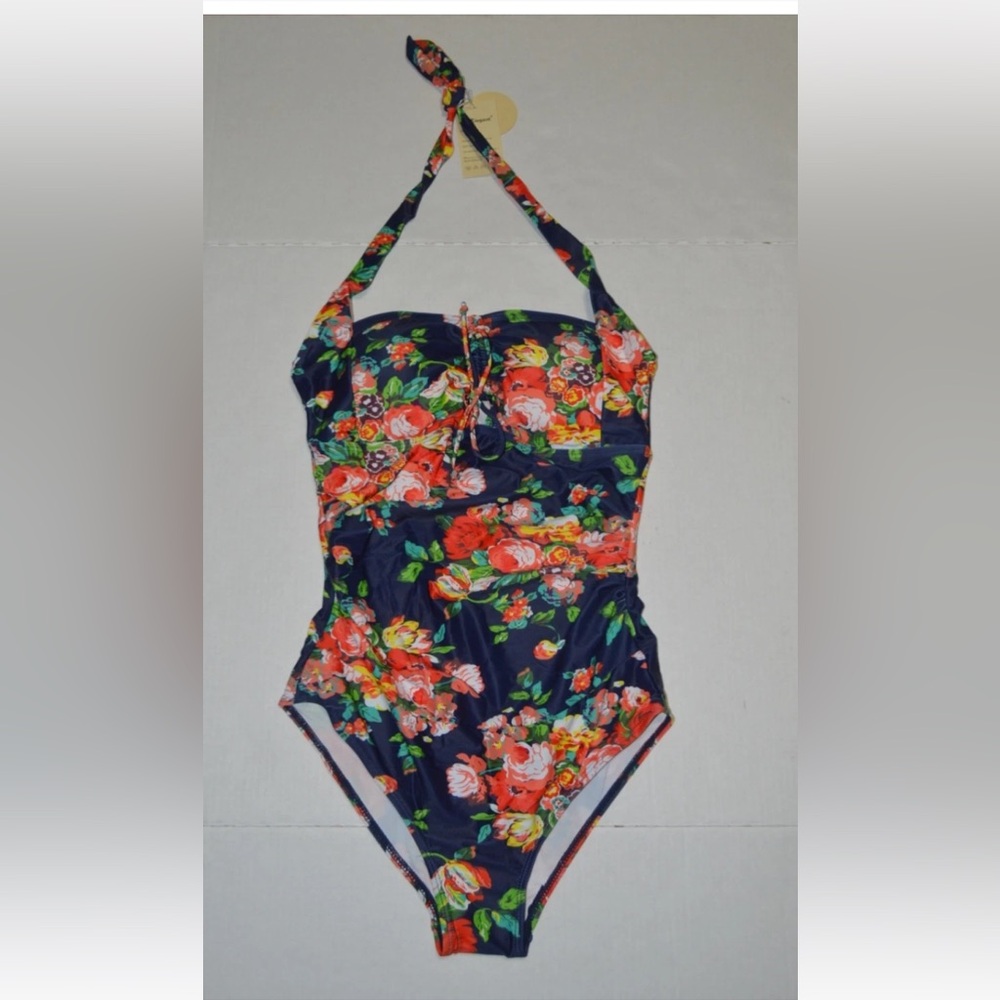 East Elegant Sz Small Black Floral Maternity One Piece Swimsuit